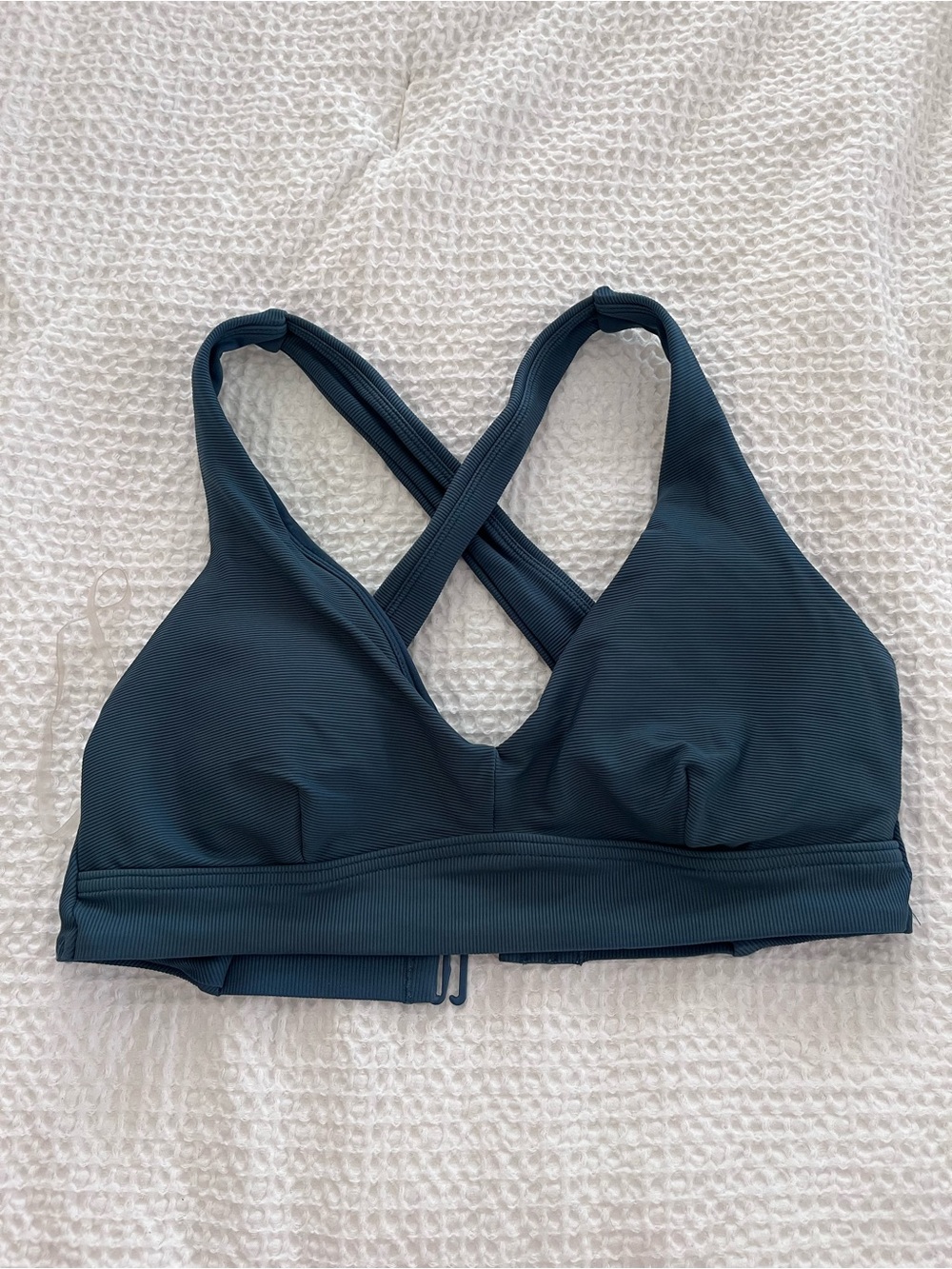 Prana Ribbed Crossback Bikini Top - Deep Teal